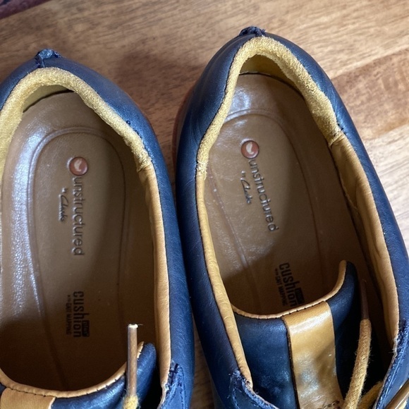 CLARKS Unstructured Amberlee Rosa Lowtop Leather Comfort Navy Sneakers Size 9.5 - Picture 9 of 11